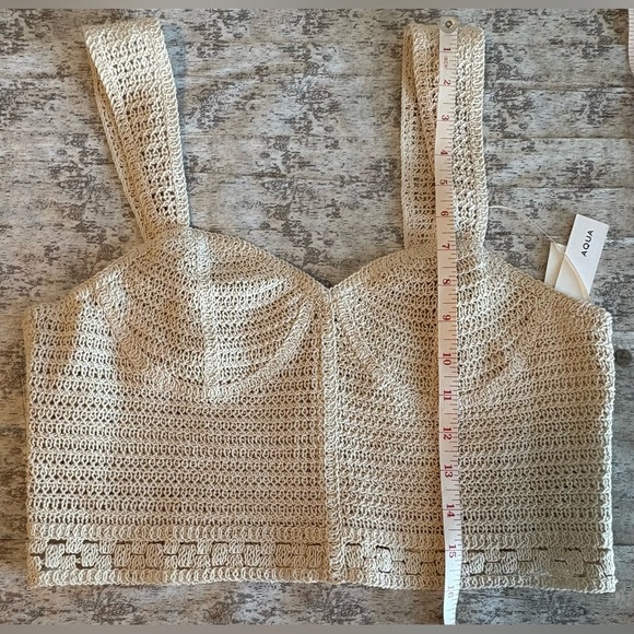 NEW w/TAGS AQUA Summer Escape Cream Cotton Crochet Bustier Crop Top Size Medium - Picture 9 of 9